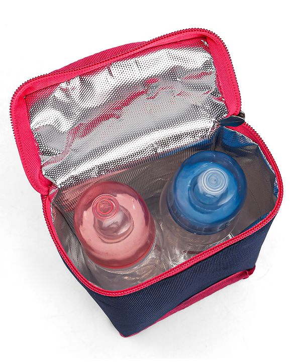 Babyhug Mother Bag with Accessories Combo With Elephant Print Set of 5 - Navy & Pink