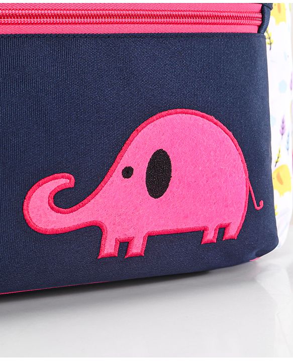Babyhug Mother Bag with Accessories Combo With Elephant Print Set of 5 - Navy & Pink