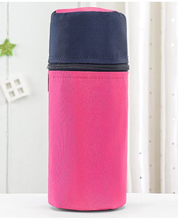 Babyhug Insulated Feeding Bottle Cover With Zip- Pink & Navy Blue