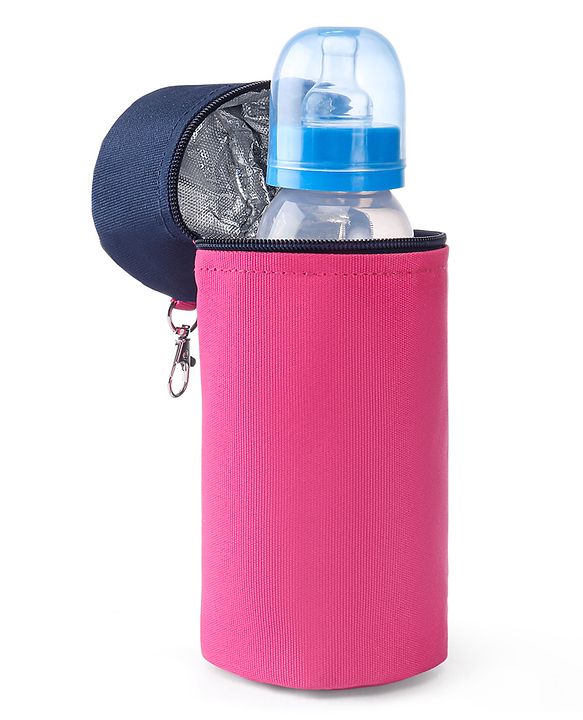 Babyhug Insulated Feeding Bottle Cover With Zip- Pink & Navy Blue