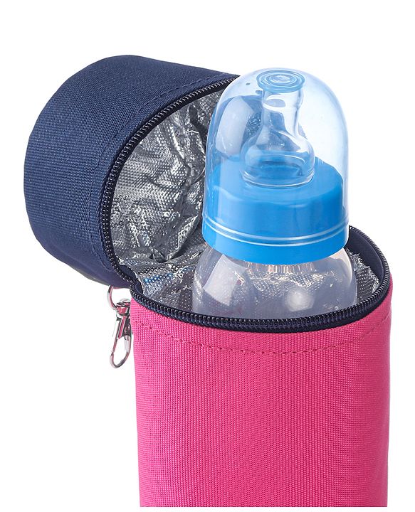 Babyhug Insulated Feeding Bottle Cover With Zip- Pink & Navy Blue