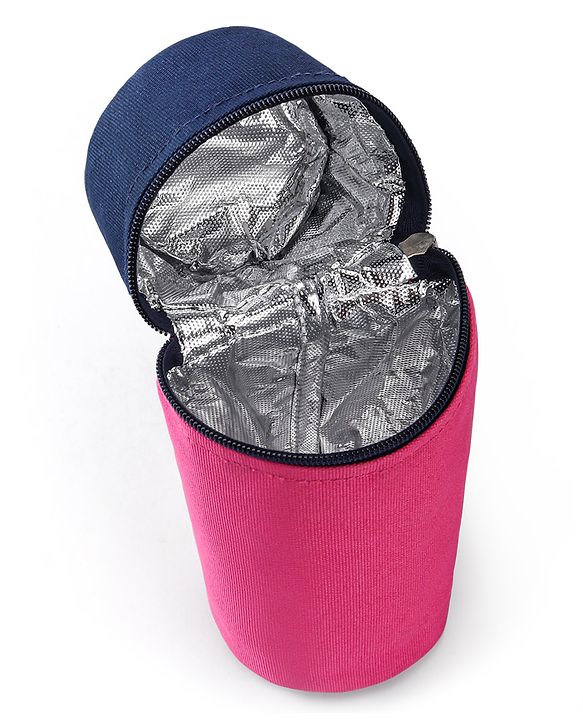 Babyhug Insulated Feeding Bottle Cover With Zip- Pink & Navy Blue