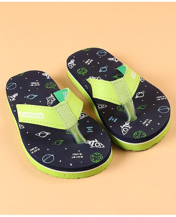Cute Walk by Babyhug Slip On  Flip Flops Printed- Navy Blue