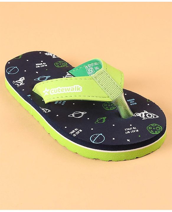 Cute Walk by Babyhug Slip On  Flip Flops Printed- Navy Blue