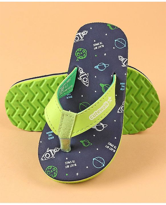 Cute Walk by Babyhug Slip On  Flip Flops Printed- Navy Blue