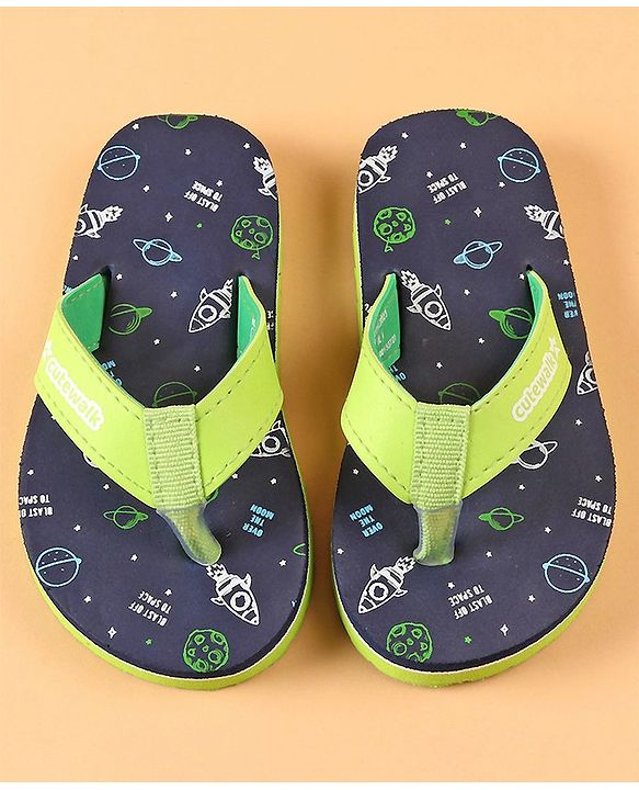 Cute Walk by Babyhug Slip On  Flip Flops Printed- Navy Blue