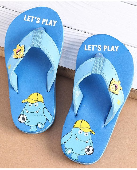 Cute Walk by Babyhug Slip On Flip Flops Monster Print - Blue