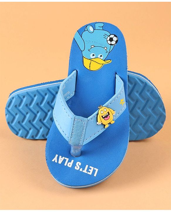 Cute Walk by Babyhug Slip On Flip Flops Monster Print - Blue