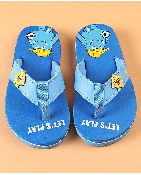 Cute Walk by Babyhug Slip On Flip Flops Monster Print - Blue