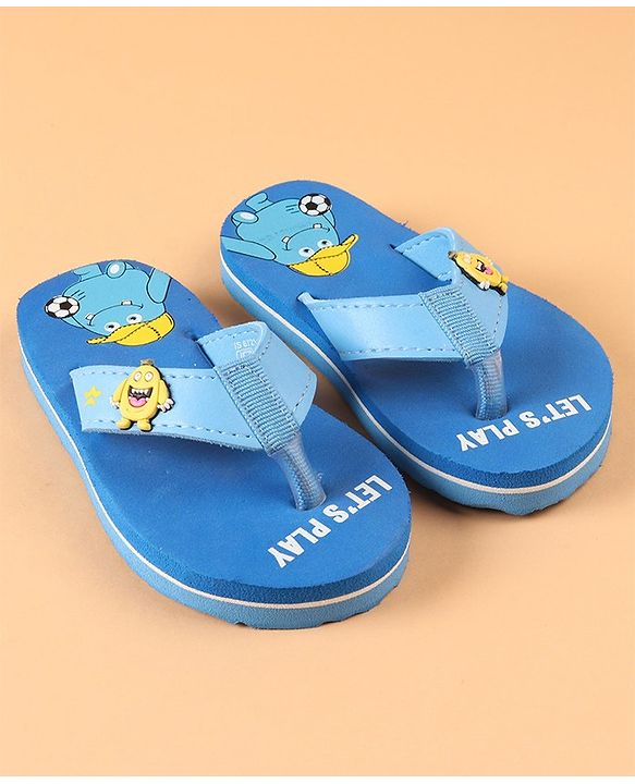 Cute Walk by Babyhug Slip On Flip Flops Monster Print - Blue
