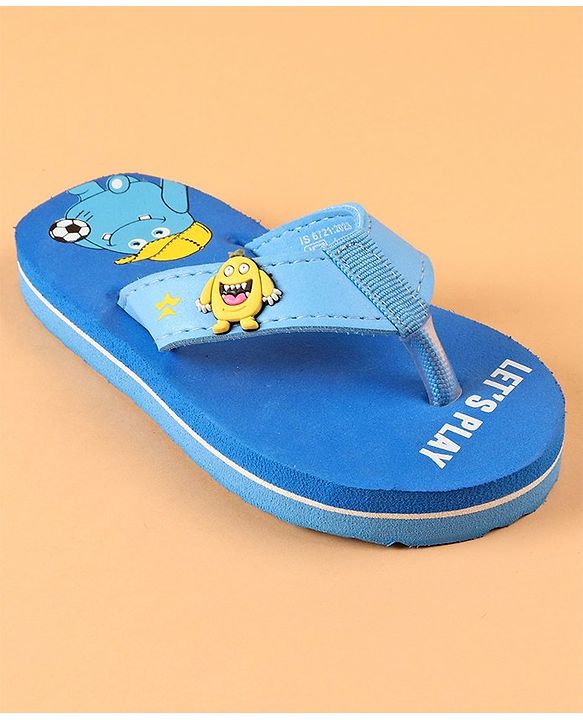 Cute Walk by Babyhug Slip On Flip Flops Monster Print - Blue