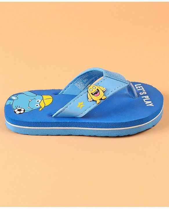 Cute Walk by Babyhug Slip On Flip Flops Monster Print - Blue