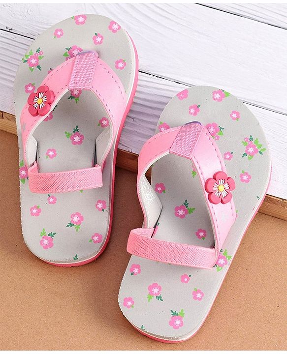 Cute Walk by Babyhug Flip Flops With Back Strap Closure Floral Print  - Pink (Strap Colour May Vary)