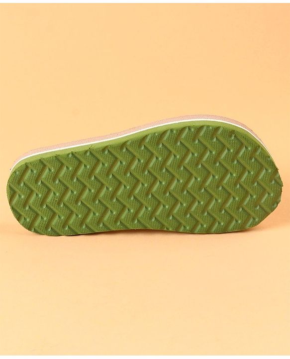 Cute Walk by Babyhug Slip On Flip Flops with Wild Animal Print & Applique- Green