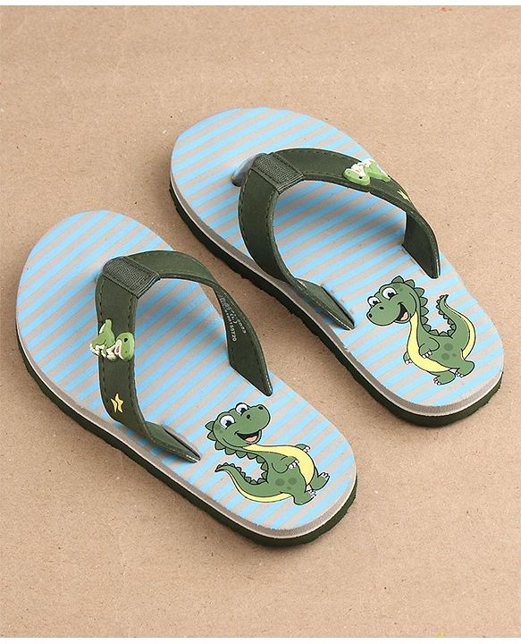 Cute Walk by Babyhug Slip On Flip Flops Dino Print - Green