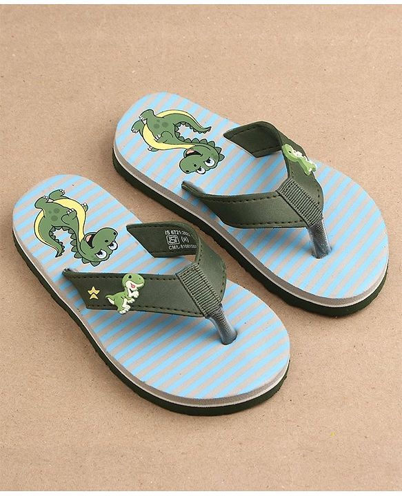 Cute Walk by Babyhug Slip On Flip Flops Dino Print - Green