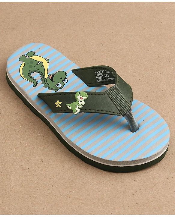 Cute Walk by Babyhug Slip On Flip Flops Dino Print - Green