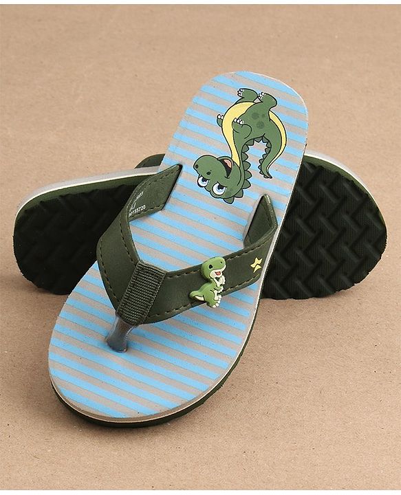 Cute Walk by Babyhug Slip On Flip Flops Dino Print - Green