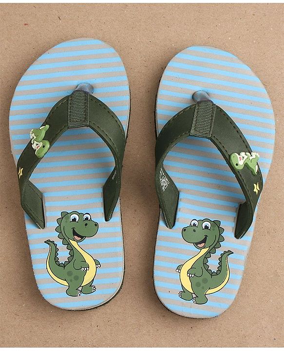 Cute Walk by Babyhug Slip On Flip Flops Dino Print - Green