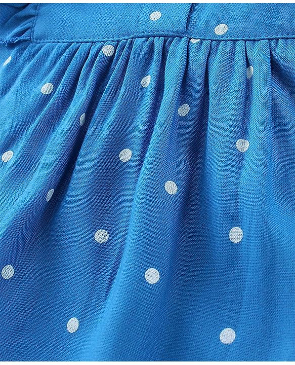 Babyhug Rayon Woven Frill Sleeves Top Dot Print- Blue