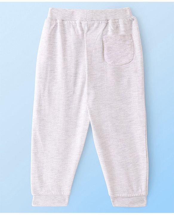 Babyhug Cotton Looper Full Length Track Pant Fox Print - Grey