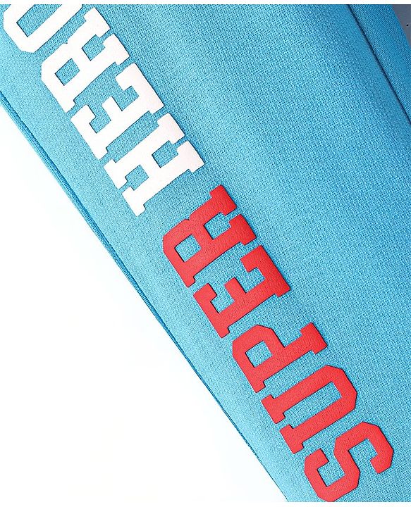 Babyhug Cotton Looper Knit Full Length Track Pant Text Print - Blue