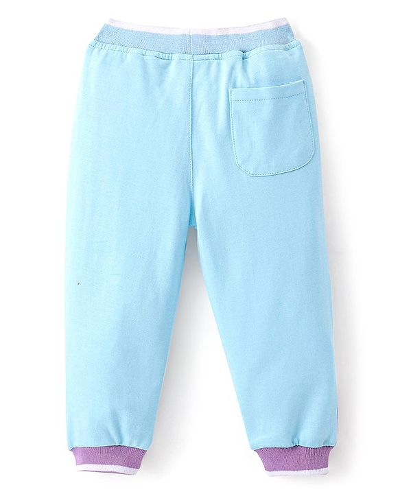 Babyhug Cotton Looper Full Length  Track Pants Text Print - Blue
