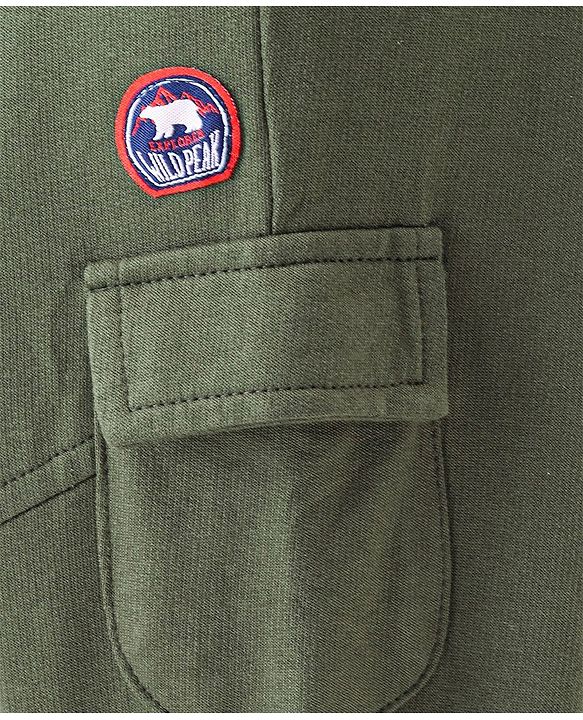 Babyhug Cotton Looper Knit Lounge Pant Text Print - Olive Green