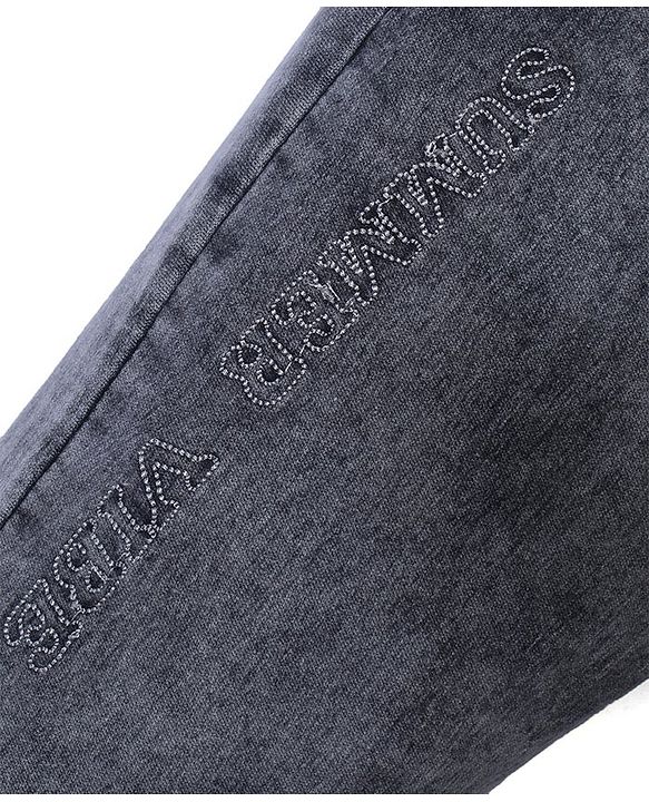 Pine Kids Cotton Rich Stretchable full length denim Joggers  - Black