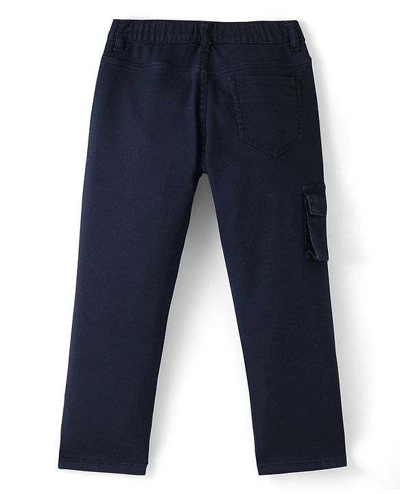 Pine Kids Cotton Rich Stretchable full length denim with Cargo Pocket - Navy Blue