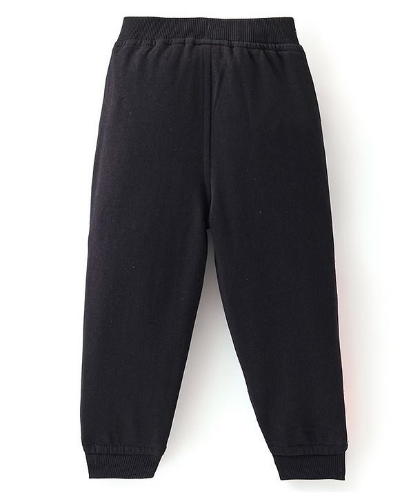 Babyhug Cotton Looper Knit Full Length Track Pant Basketball Print - Black