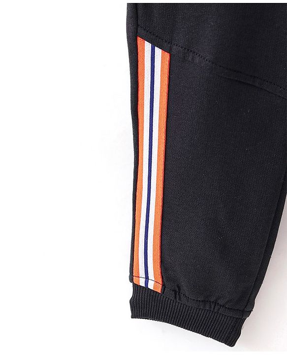 Babyhug Cotton Looper Knit Full Length Track Pant Basketball Print - Black