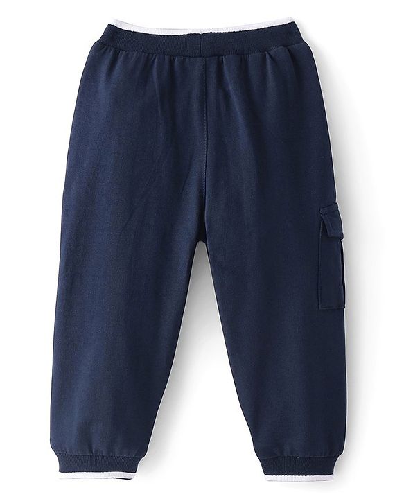 Babyhug Cotton Looper Full Length Track Pant Soccer Print - Navy Blue