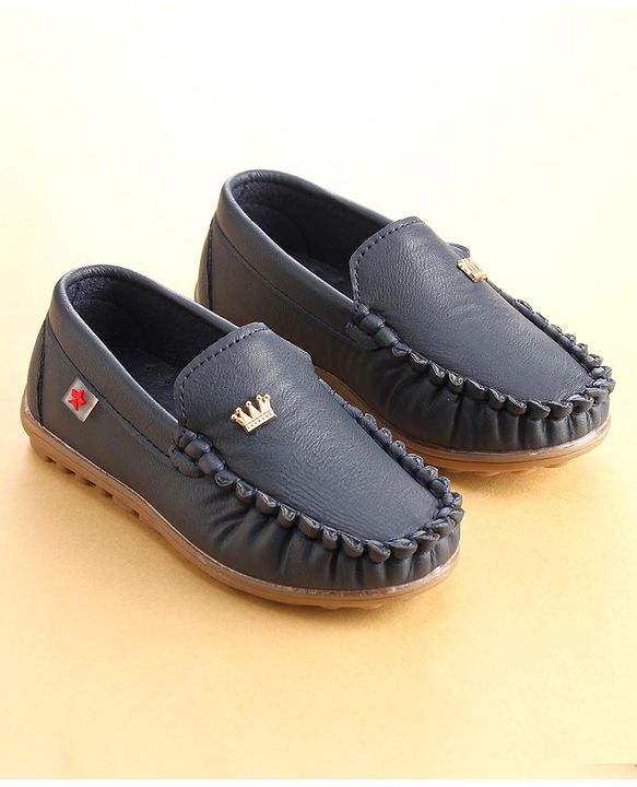 Cute Walk by Babyhug Slip On Loafer Shoes with Crown Applique- Blue