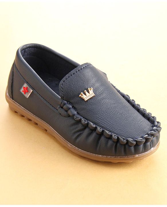 Cute Walk by Babyhug Slip On Loafer Shoes with Crown Applique- Blue