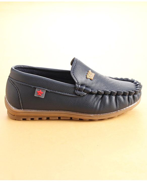 Cute Walk by Babyhug Slip On Loafer Shoes with Crown Applique- Blue