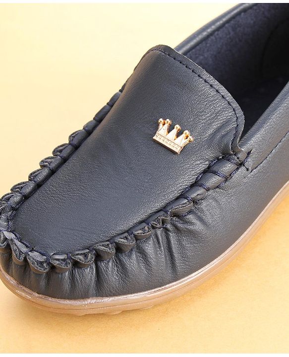 Cute Walk by Babyhug Slip On Loafer Shoes with Crown Applique- Blue