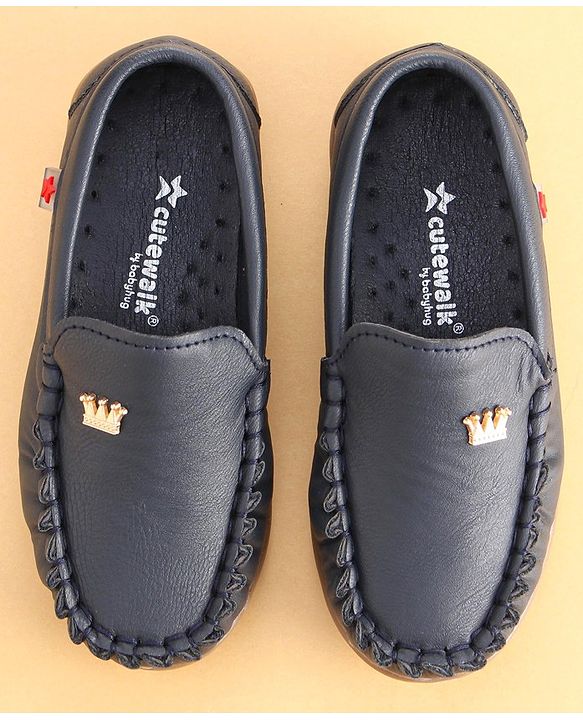 Cute Walk by Babyhug Slip On Loafers with Crown Applique- Blue