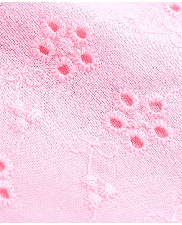 Babyhug Cotton Sleeveless Schiffli Cropped Top With Frill - Light Pink