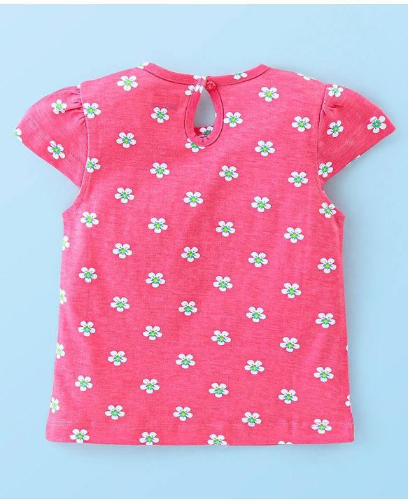 Babyhug 100% Cotton Cap Sleeves Top With Butterfly & Floral Graphics Pack of 5 - Multicolour