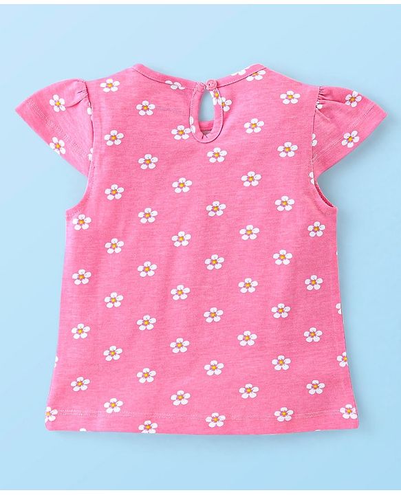 Babyhug 100% Cotton Cap Sleeves Top With Butterfly & Floral Graphics Pack of 5 - Multicolour