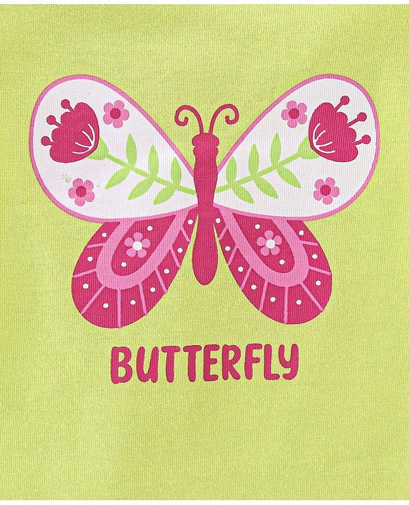 Babyhug 100% Cotton Cap Sleeves Top With Butterfly & Floral Graphics Pack of 5 - Multicolour