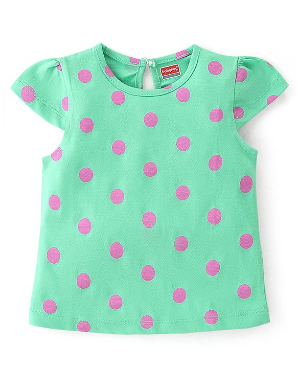 Babyhug Cotton Knit Cap Sleeves Floral & Text Printed T-Shirts Pack of 3 - Pink Green & Navy Blue
