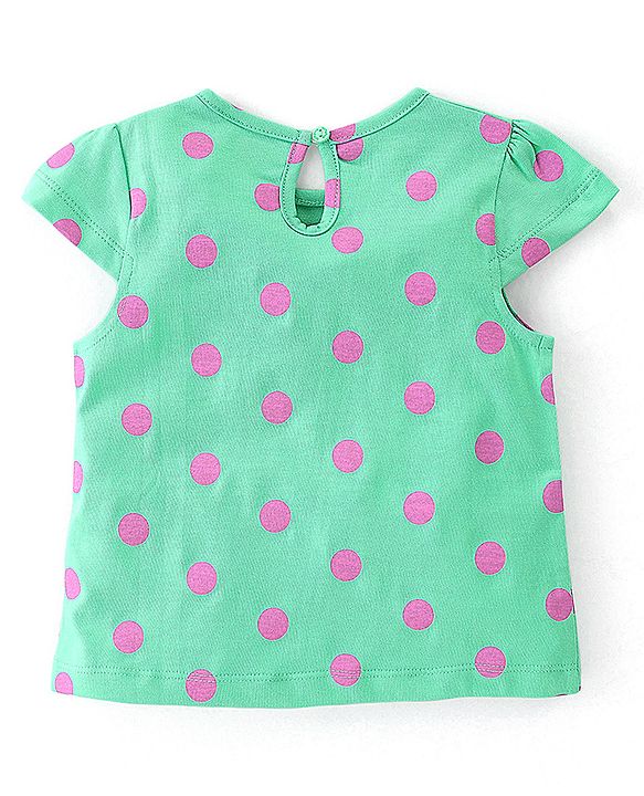 Babyhug Cotton Knit Cap Sleeves Floral & Text Printed T-Shirts Pack of 3 - Pink Green & Navy Blue
