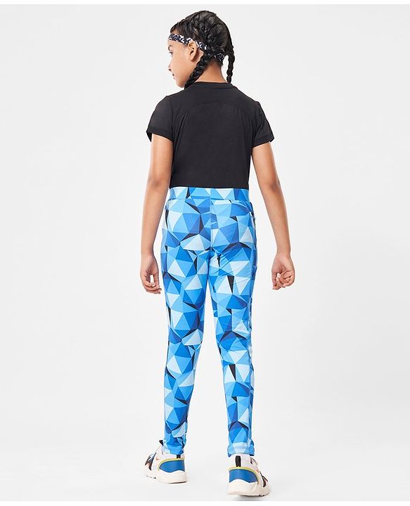 Pine Active Full Length High Stretch Leggings With Shapes Print - Blue