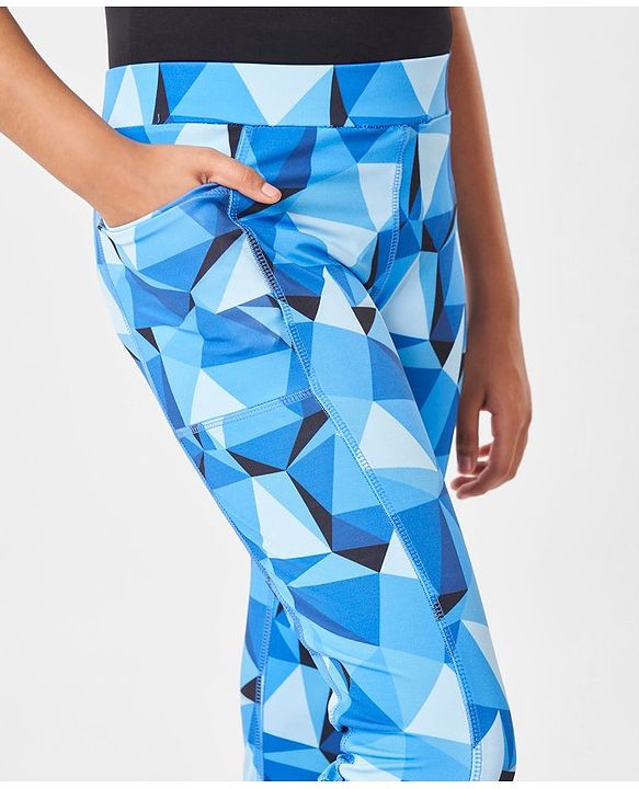 Pine Active Full Length High Stretch Leggings With Shapes Print - Blue