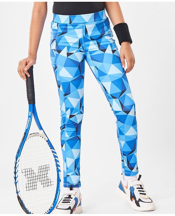 Pine Active Full Length High Stretch Leggings With Shapes Print - Blue