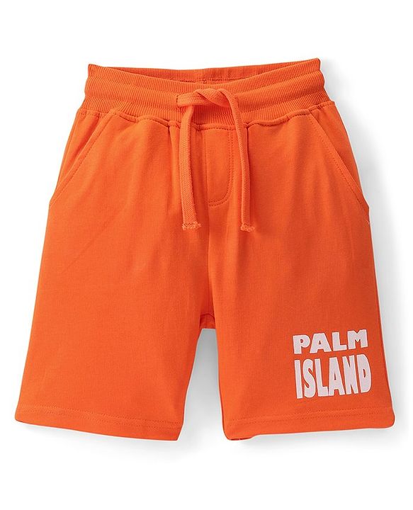 Pine Kids Single Jersey Knit Half Sleeves T-Shirt & Shorts Set Palm Tree Print  Blue & Orange