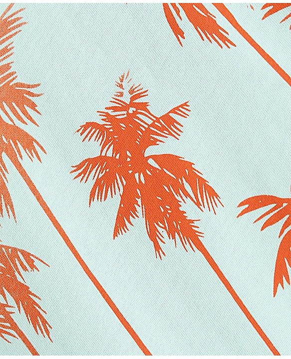 Pine Kids Single Jersey Knit Half Sleeves T-Shirt & Shorts Set Palm Tree Print  Blue & Orange
