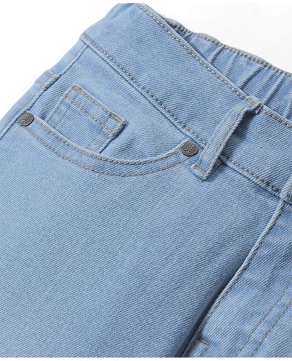 Pine Kids Denim Woven Full Length Washed Jeans Solid Colour - Ice Blue